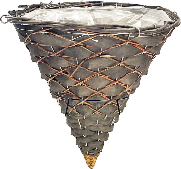 12 x 13 Inch Rattan Round Cone Silver 4 Strand Hanger – 20 per case - Decorative Planters